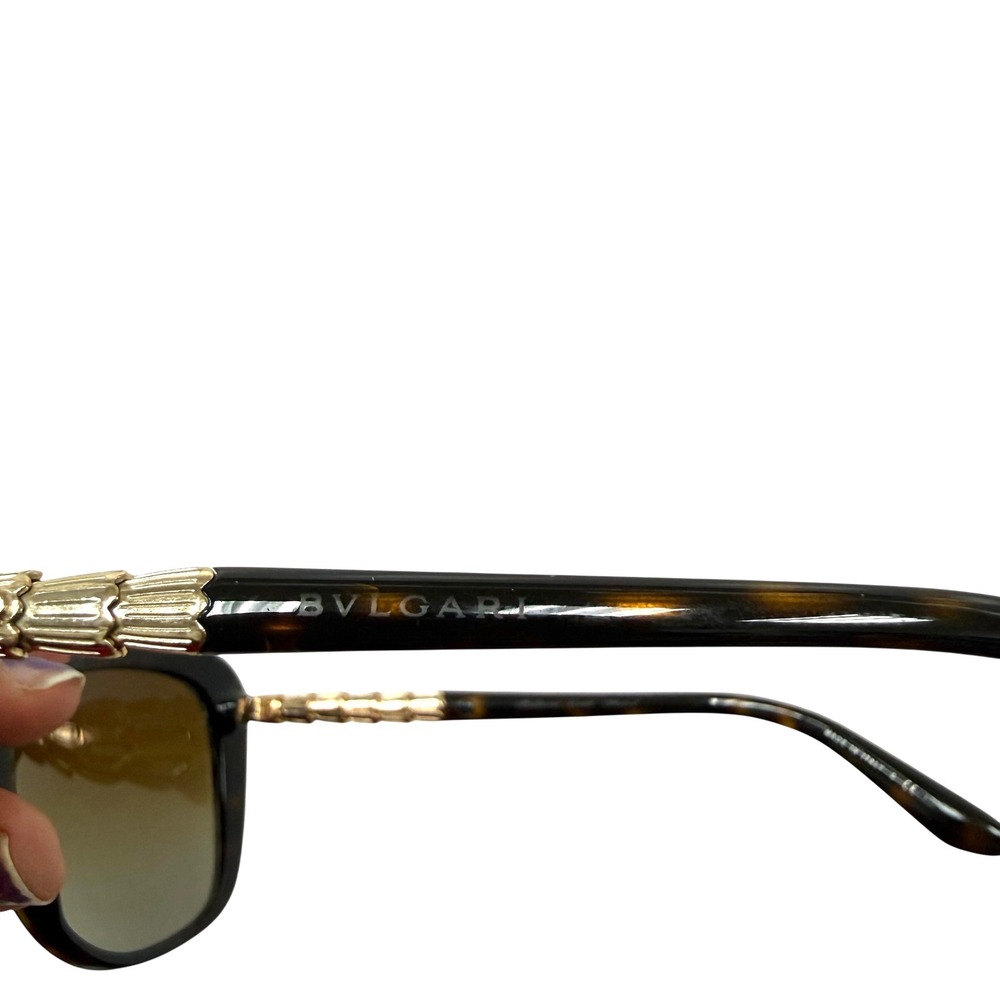 BVLGARI Tortoise Shell Cat Eye Sunglasses Brown Lenses Gold Plated Made in Italy - Picture 7 of 9